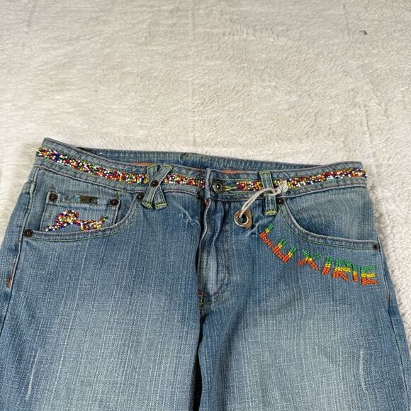 Vintage Y2K Luxurie Beaded Women’s Cropped Capri Denim Jeans - Picture 3 of 8